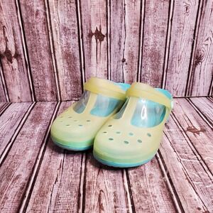 Crocs Women's Carlie T Strap Mary Jane Clogs Mules Green Blue Sandals Size 10